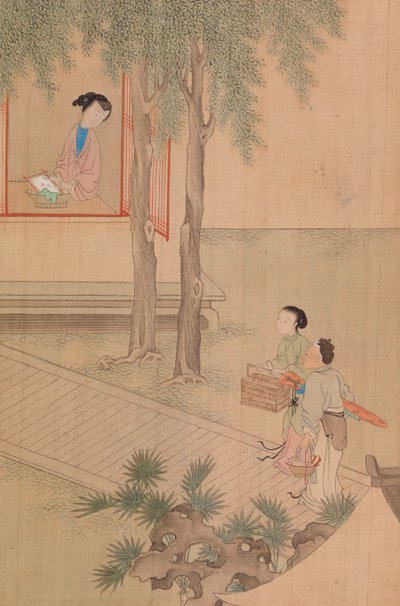 Two Girls with Birdcage and Basket by Shih Fu Chuiu Ying Shih Fu Chuiu Ying